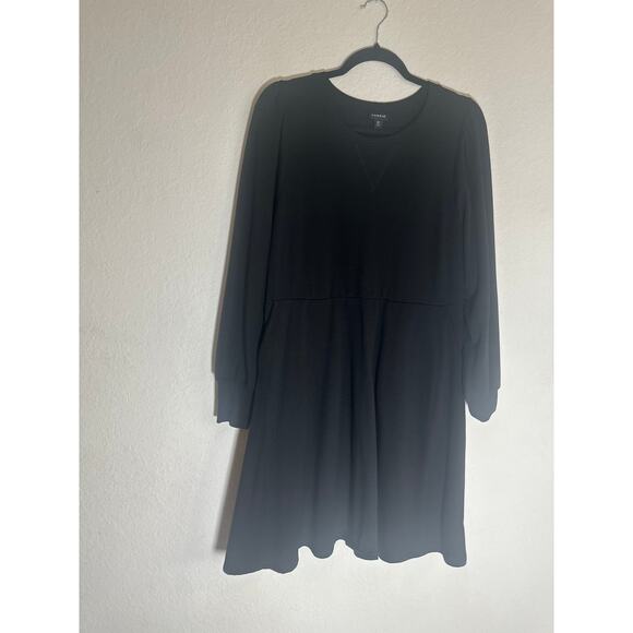 Torrid Women's Black Long Sleeve Fit & Flare Dress Soft Stretchy Casual Chic - Picture 7 of 13